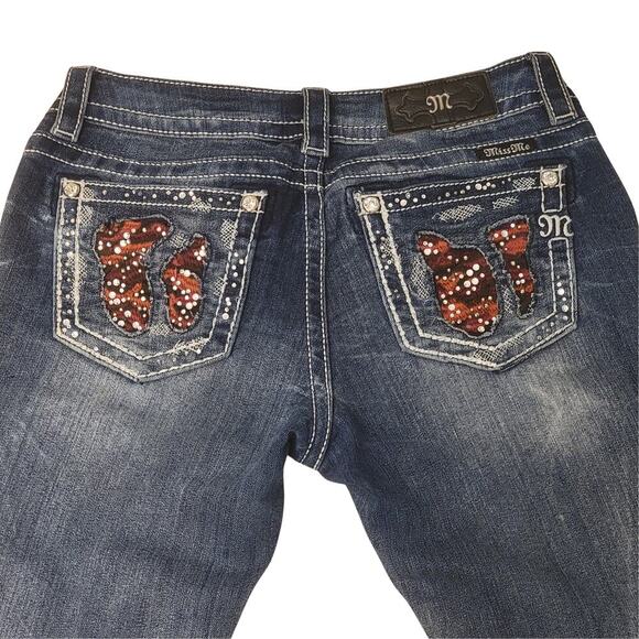 MISS ME Colorful Embellished Skinny Jeans Womens 27 Rhinestone Thick Stitch Y2K - Picture 1 of 15